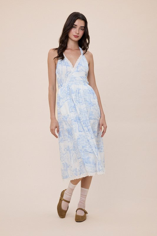 knee length dresses for ladies Square Neck Sleeveless Cream Midi Dress main image 1