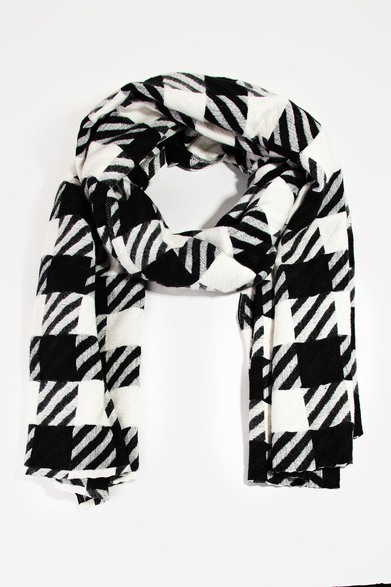 Black checkered scarf. 