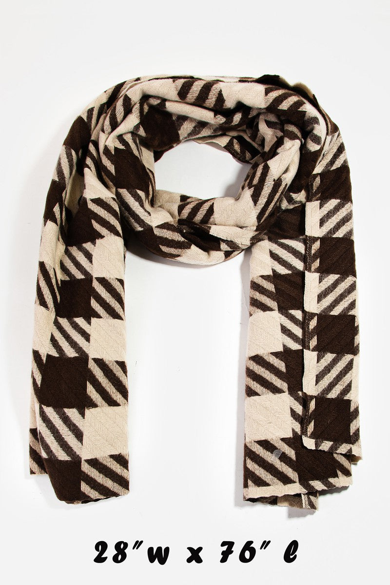 Khaki checkered scarf. 