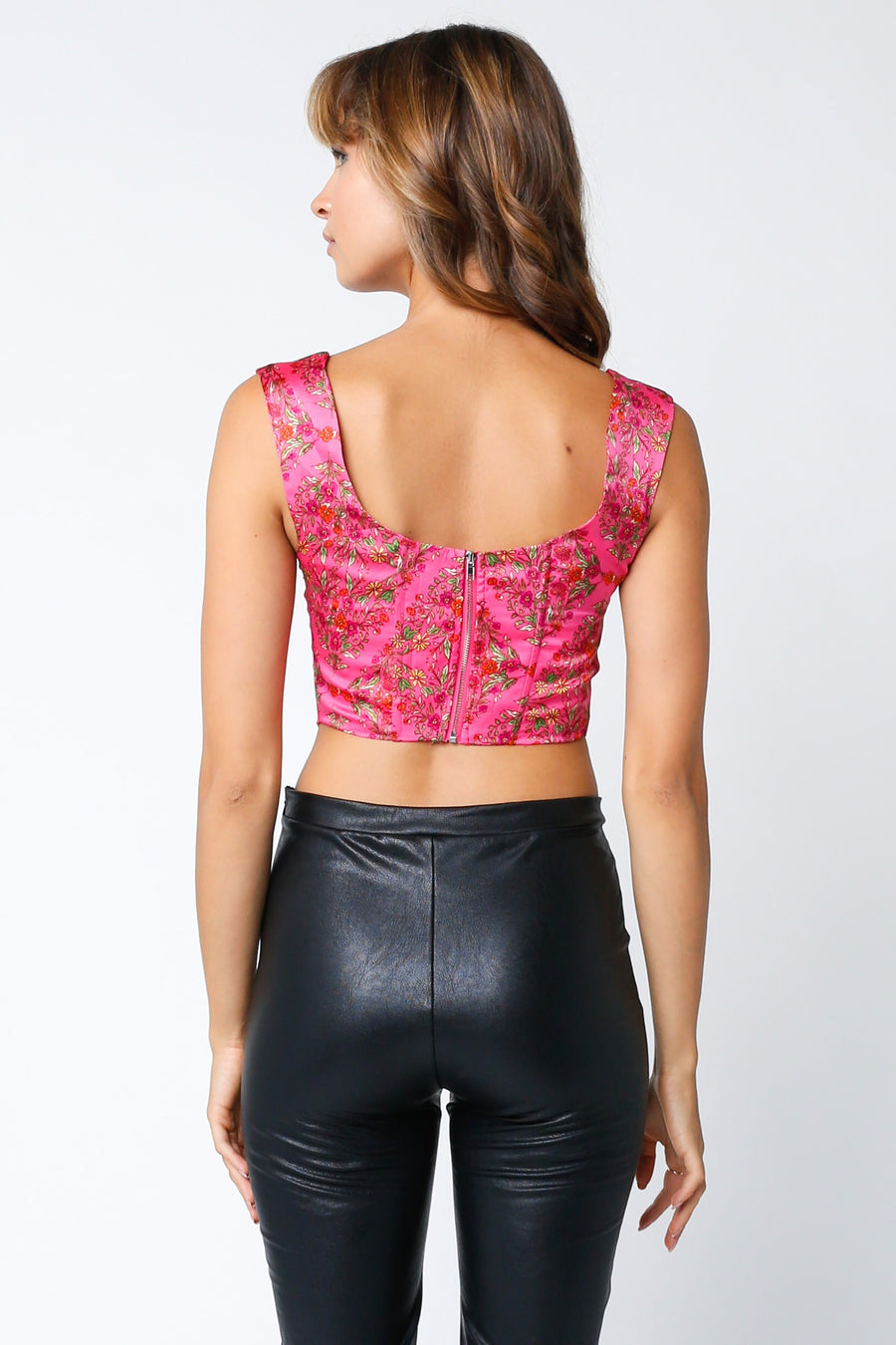 Cropped corset style top.