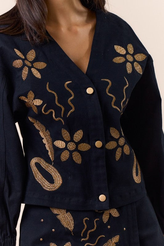 Madelina Embroidered Long Sleeve Top