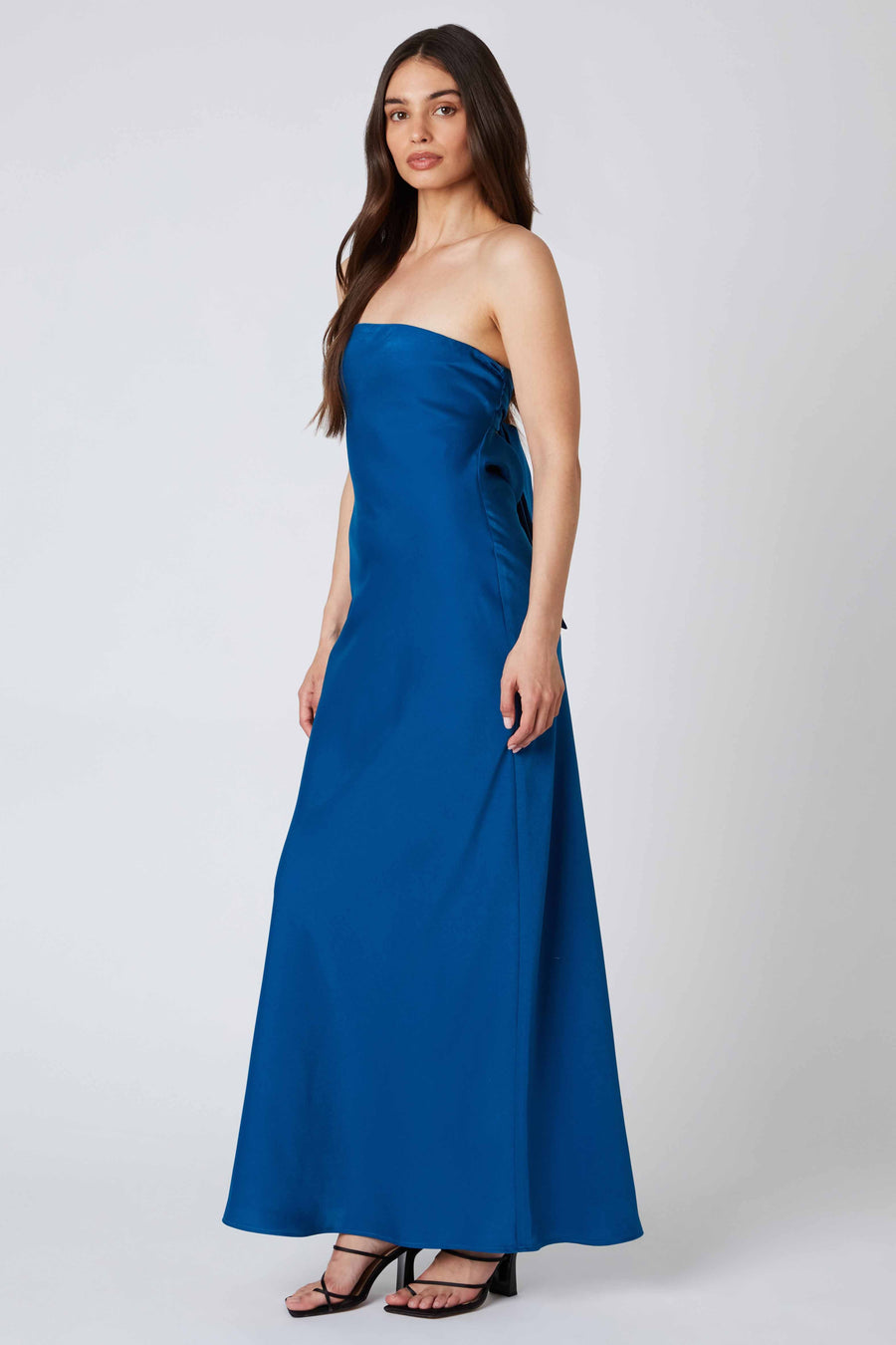 Teal blue maxi dress.