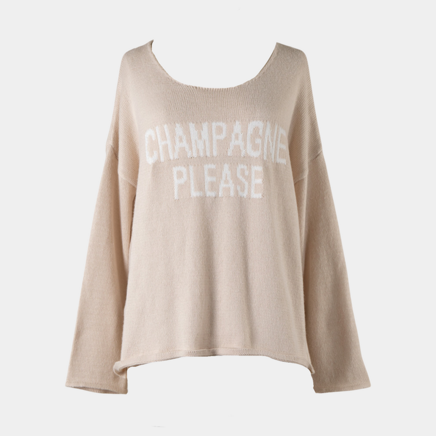 Beige/Ivory long sleeve knitted sweater