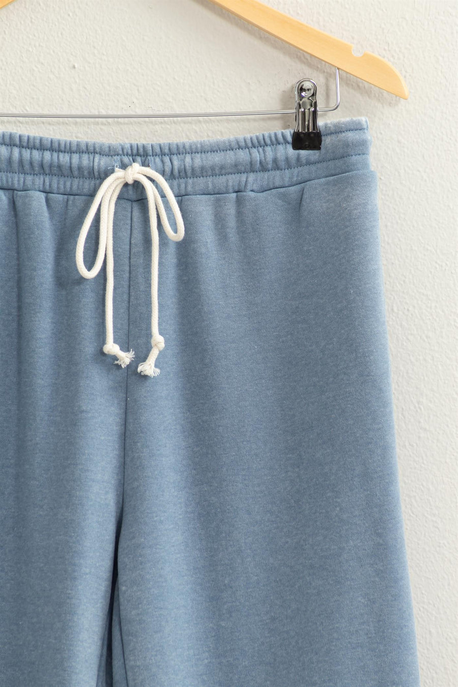 Gray blue joggers with draw string waistband. 