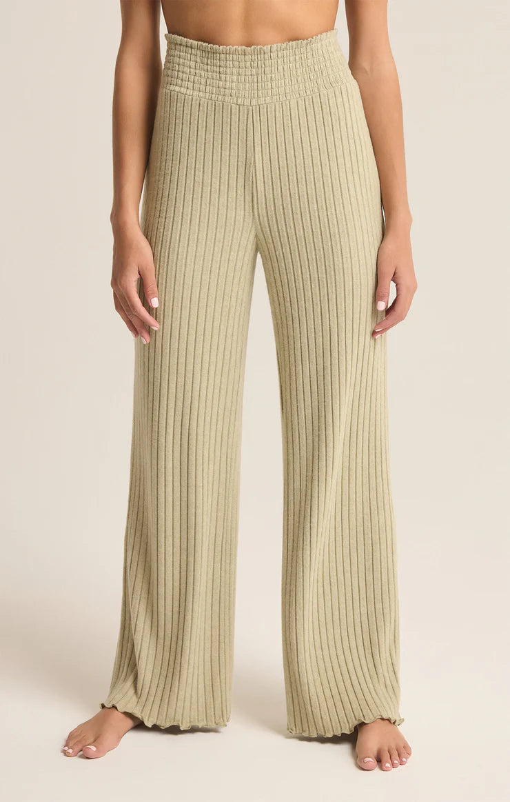 Featuring a Lounge pants with a thick ruched waist band  in the color meadow
