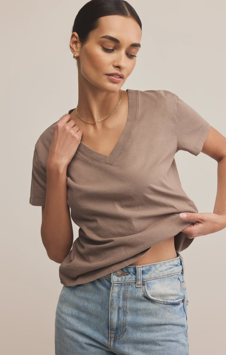 Featuring a relaxed fit, V neck tee