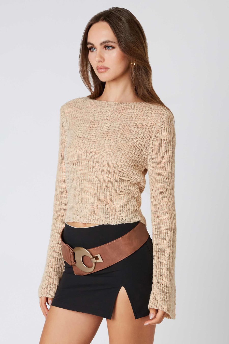 Natural long sleeve sweater.