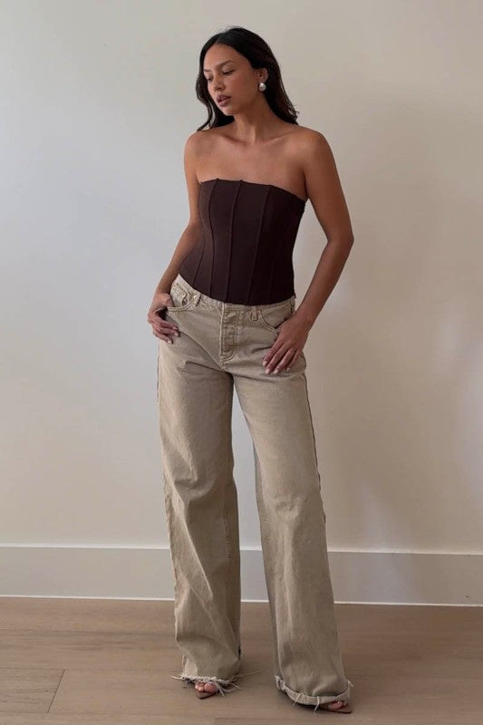 Featuring a mesh tube top corset style