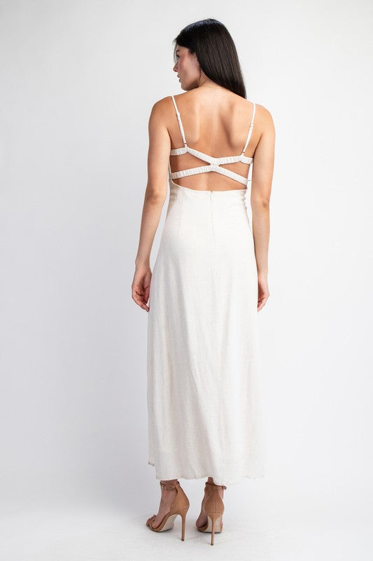 Tilden Linen Lace Up Maxi Dress