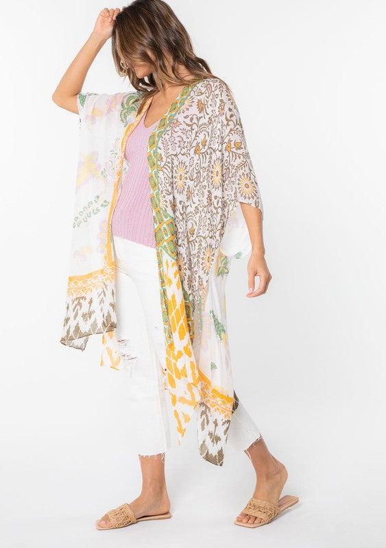 Multi-colored kimono cover up