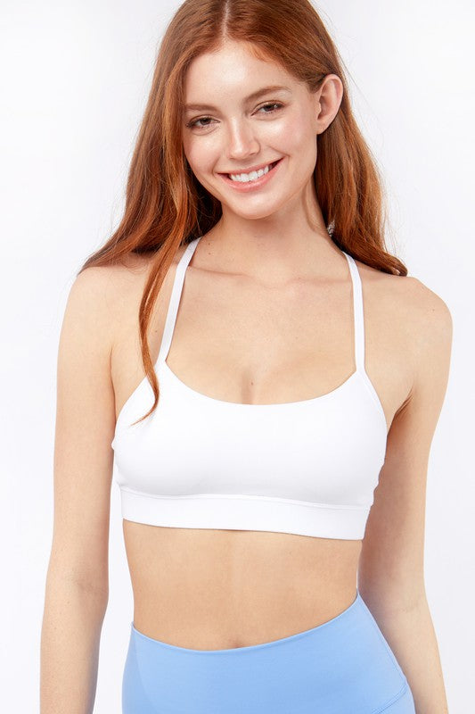 sports bralette in the color white.