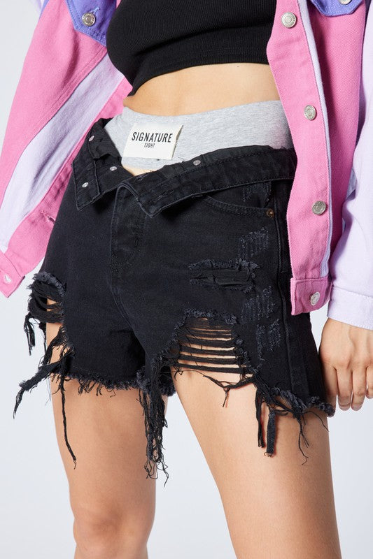 Ripped And Torn Denim Shorts