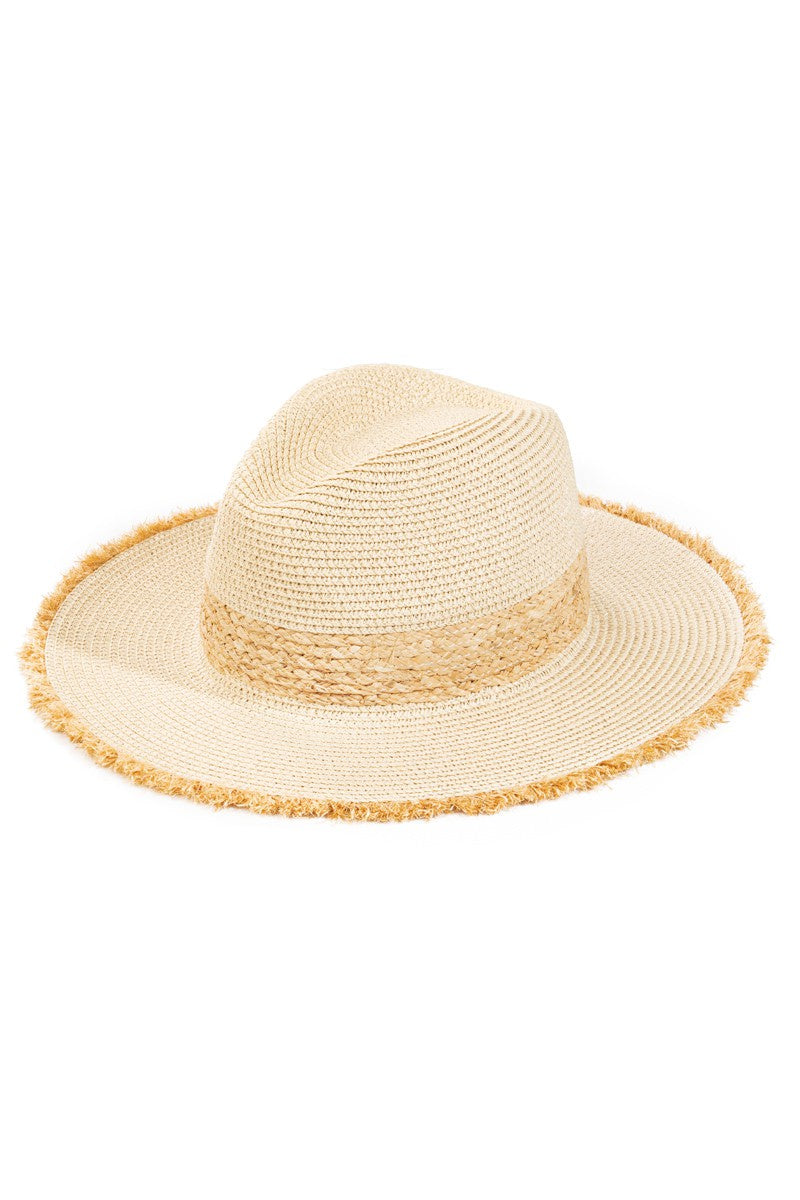 Ivory straw braided hat.