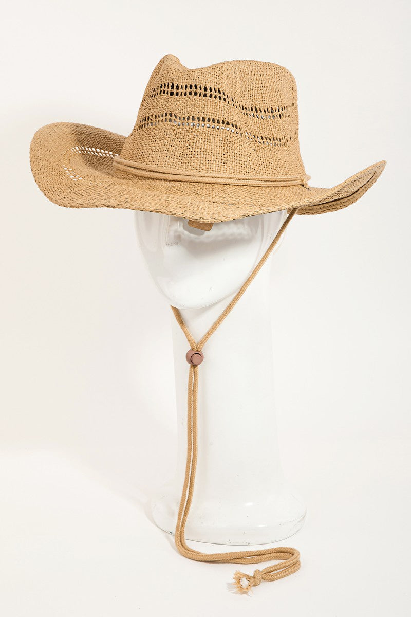 Khaki cowboy hat.