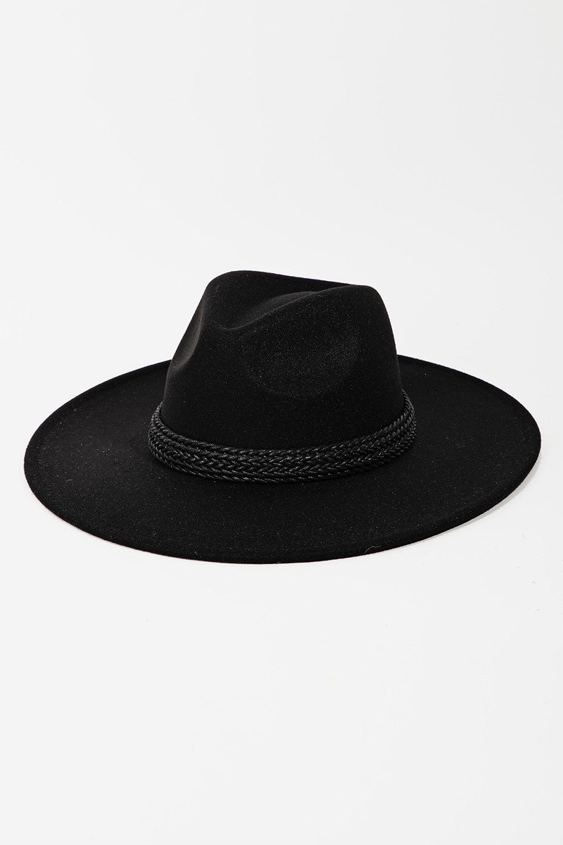 Black fedora hat. 