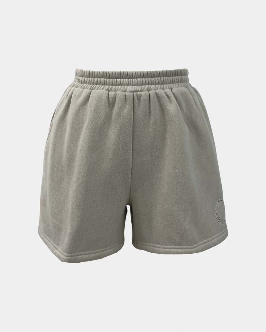 Taupe basic sweat shorts. 