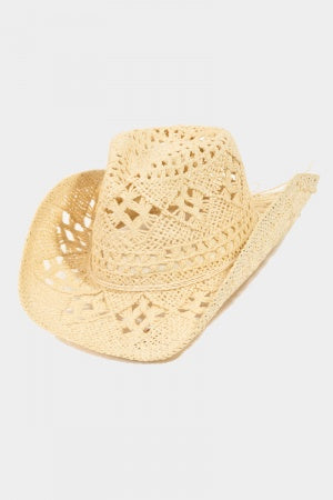 Ivory colored straw cowboy hat.