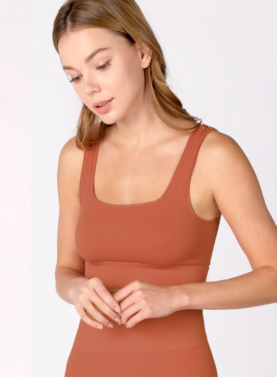 Ribbed Square Neck Crop